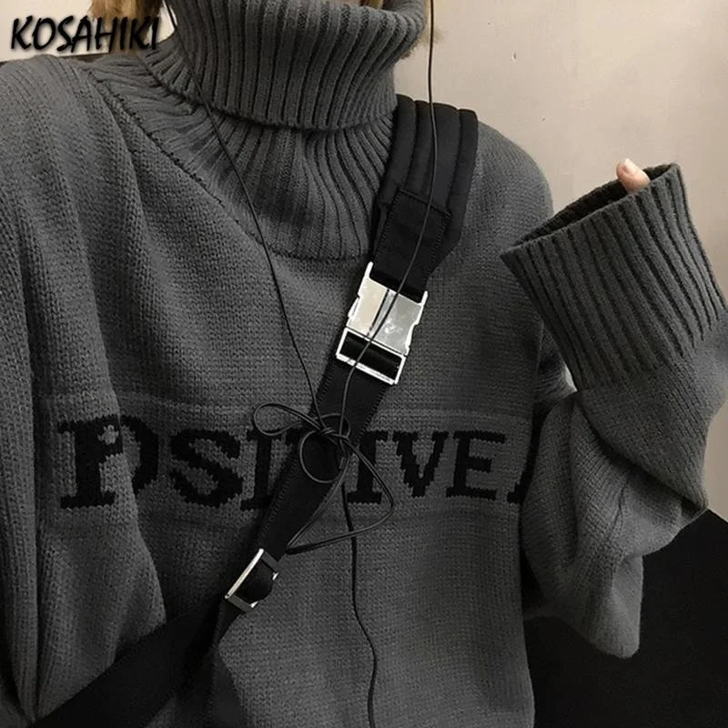 Turtleneck Sweater Women Men Couple Loose Harajuku Clohtes Letter Print Knitted Pullover Punk Goth Pull Jumper Y2k Tops
Turtleneck Sweater Women Men Couple Loose Harajuku Clohtes Letter Print Knitted Pullover Punk Goth Pull Jumper Y2k Tops