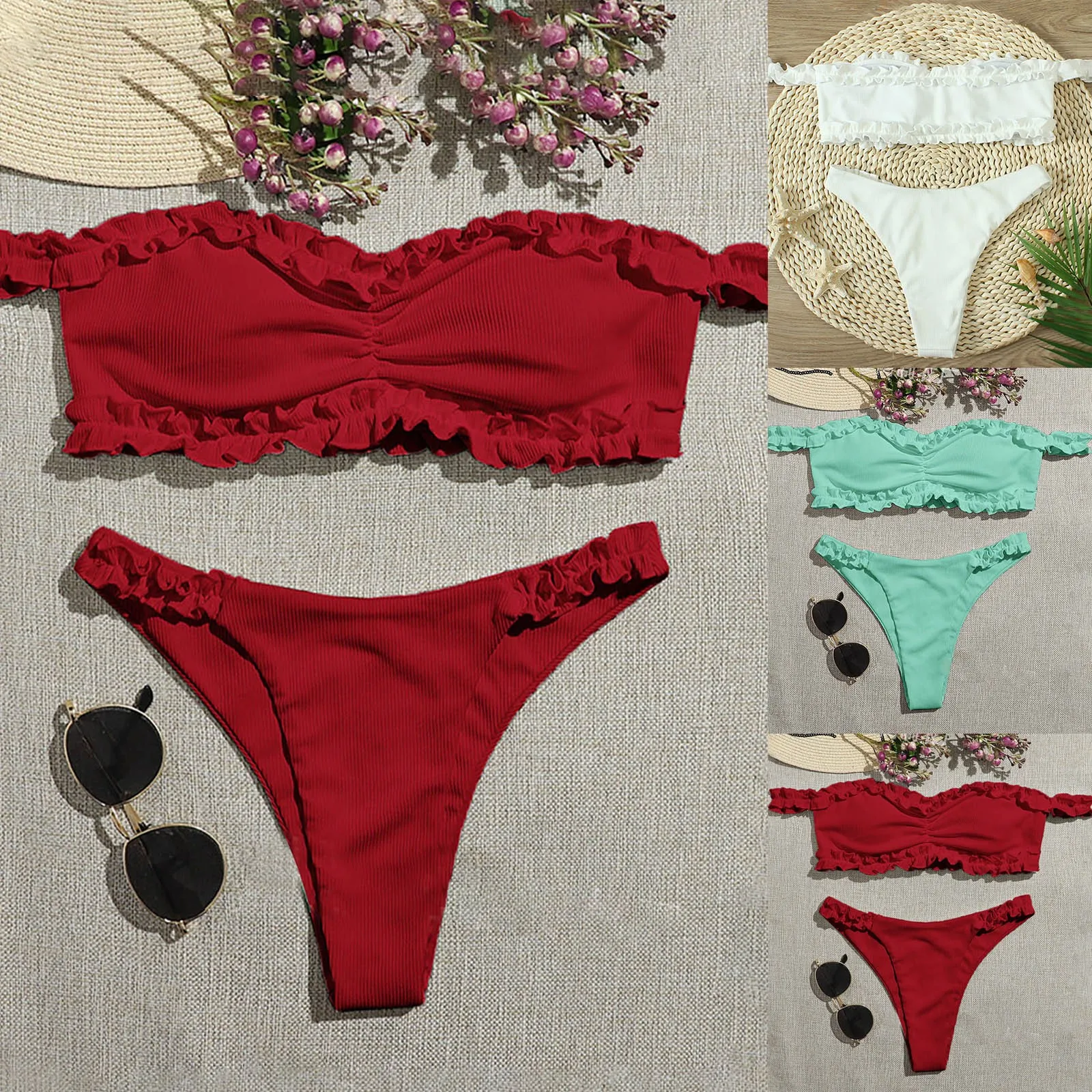 Juniors Bathing Suits Ladies Swimsuit Solid Color Ruffle Two-Piece Split Sexy Bathing Suit Swimwear Beachwear Set Bikini #50
Juniors Bathing Suits Ladies Swimsuit Solid Color Ruffle Two-Piece Split Sexy Bathing Suit Swimwear Beachwear Set Bikini #50