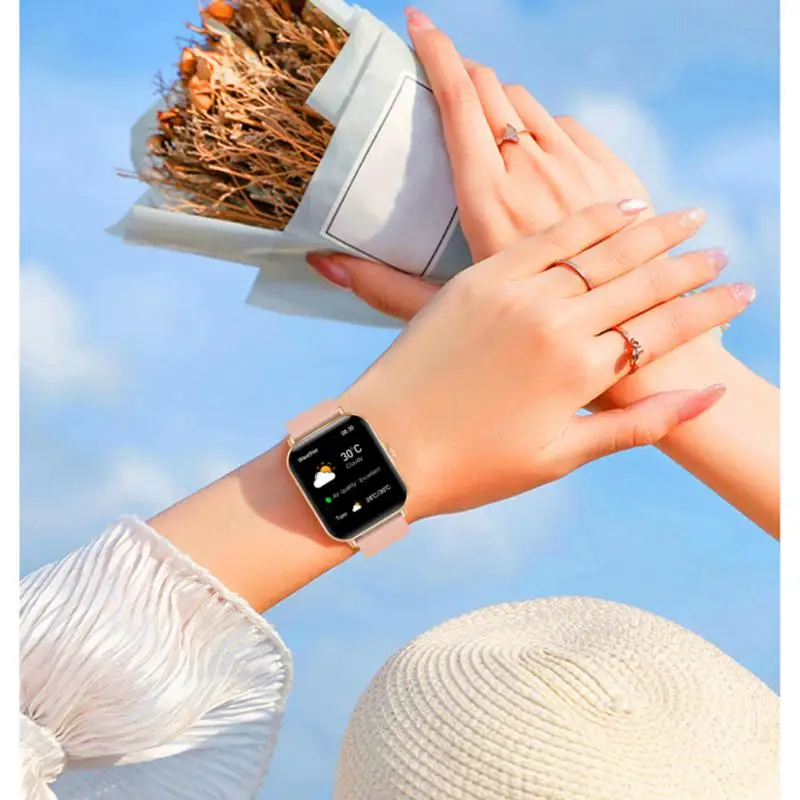 

Умные часы для мужчин и женщин, фитнес-часы с функцией вызова, пульсометром, IP68, водонепроницаемые, с цветным полноэкранным сенсорным экраном 1,69 дюйма, умные часы