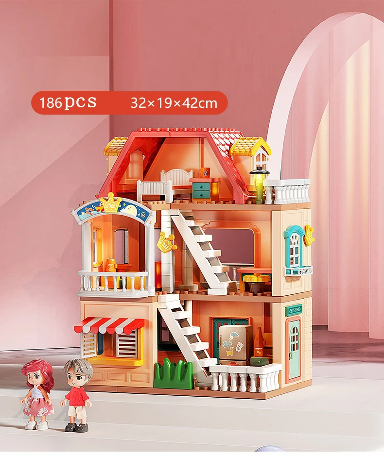 186PCS Little Doll MOC Building Toys Big Particle Roof Blocks City House Castle Brick DIY Creative Education Toys For Children
186PCS Little Doll MOC Building Toys Big Particle Roof Blocks City House Castle Brick DIY Creative Education Toys For Children