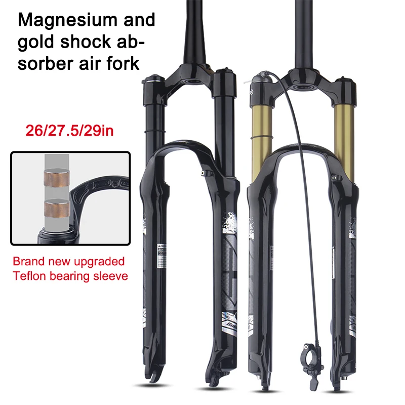 Mountain Bike Front Fork 26 27.5 29 Inch Magnesium Alloy Shock Absorber Pneumatic Front Forks Disc Brake Bicycle Fork
Mountain Bike Front Fork 26 27.5 29 Inch Magnesium Alloy Shock Absorber Pneumatic Front Forks Disc Brake Bicycle Fork