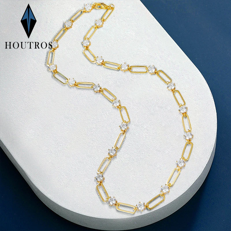 Houtros Paperclip Full Moissanite Necklace for Women 925 Sterling Silver 18K Gold Plated Lab Diamond Neck Chain Fine Jewelry GRA
Houtros Paperclip Full Moissanite Necklace for Women 925 Sterling Silver 18K Gold Plated Lab Diamond Neck Chain Fine Jewelry GRA