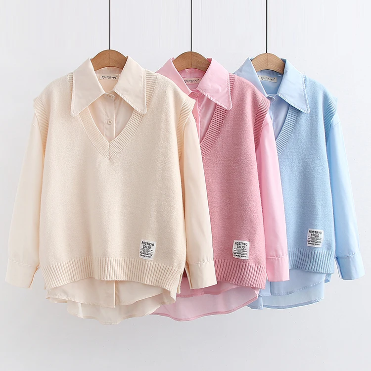 Women 2 Piece Sweet Sets Clothing Knit Sweater Vest and Long Sleeve Turndown Collar Cotton Bow Shirt 2022 Spring Pink Suit Sets
Women 2 Piece Sweet Sets Clothing Knit Sweater Vest and Long Sleeve Turndown Collar Cotton Bow Shirt 2022 Spring Pink Suit Sets