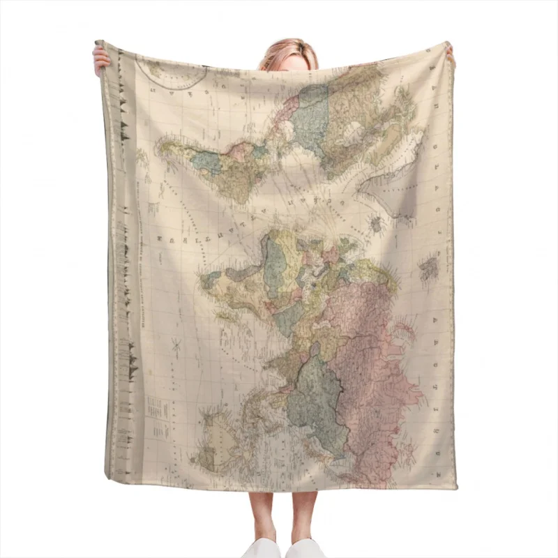

Винтажная карта мира, плед, одеяло для путешествий, предметы первой необходимости в комнату, роскошное утолщенное одеяло