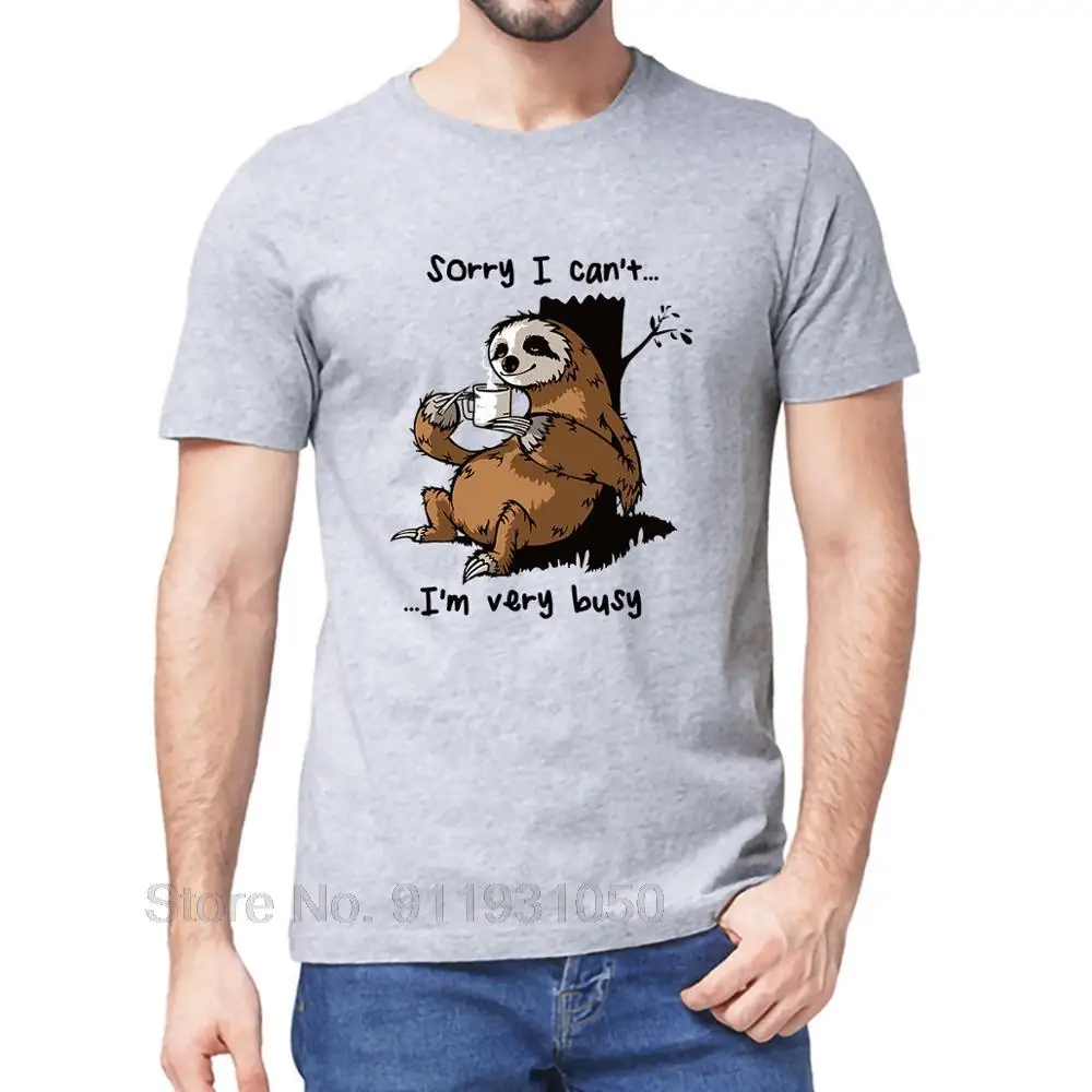 Unisex 100% Cotton Sloth Drinking Coffee Sorry I Can't I'm Very Busy Men's Short Sleeve T-Shirt Fashion Women Soft Tops Tee Gift
Unisex 100% Cotton Sloth Drinking Coffee Sorry I Can't I'm Very Busy Men's Short Sleeve T-Shirt Fashion Women Soft Tops Tee Gift