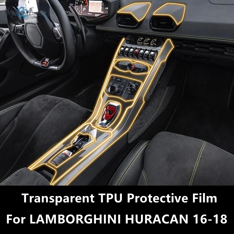 

For LAMBORGHINI HURACAN 16-18 Car Interior Center Console Transparent TPU Protective Film Anti-scratch Repair Film Accessories