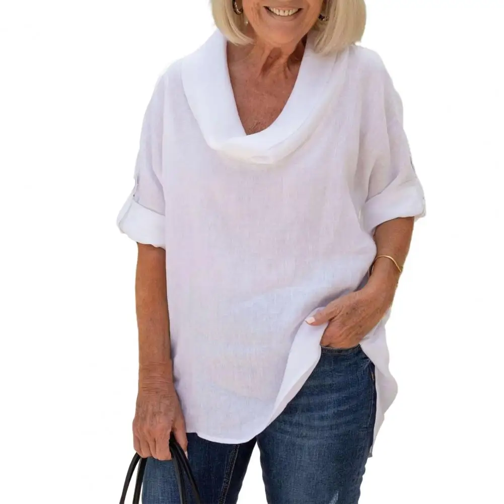Women Shirt Piled Neck Long Sleeves Loose Mid Length Irregular Hem Spring Blouse ropa de mujer
Women Shirt Piled Neck Long Sleeves Loose Mid Length Irregular Hem Spring Blouse ropa de mujer