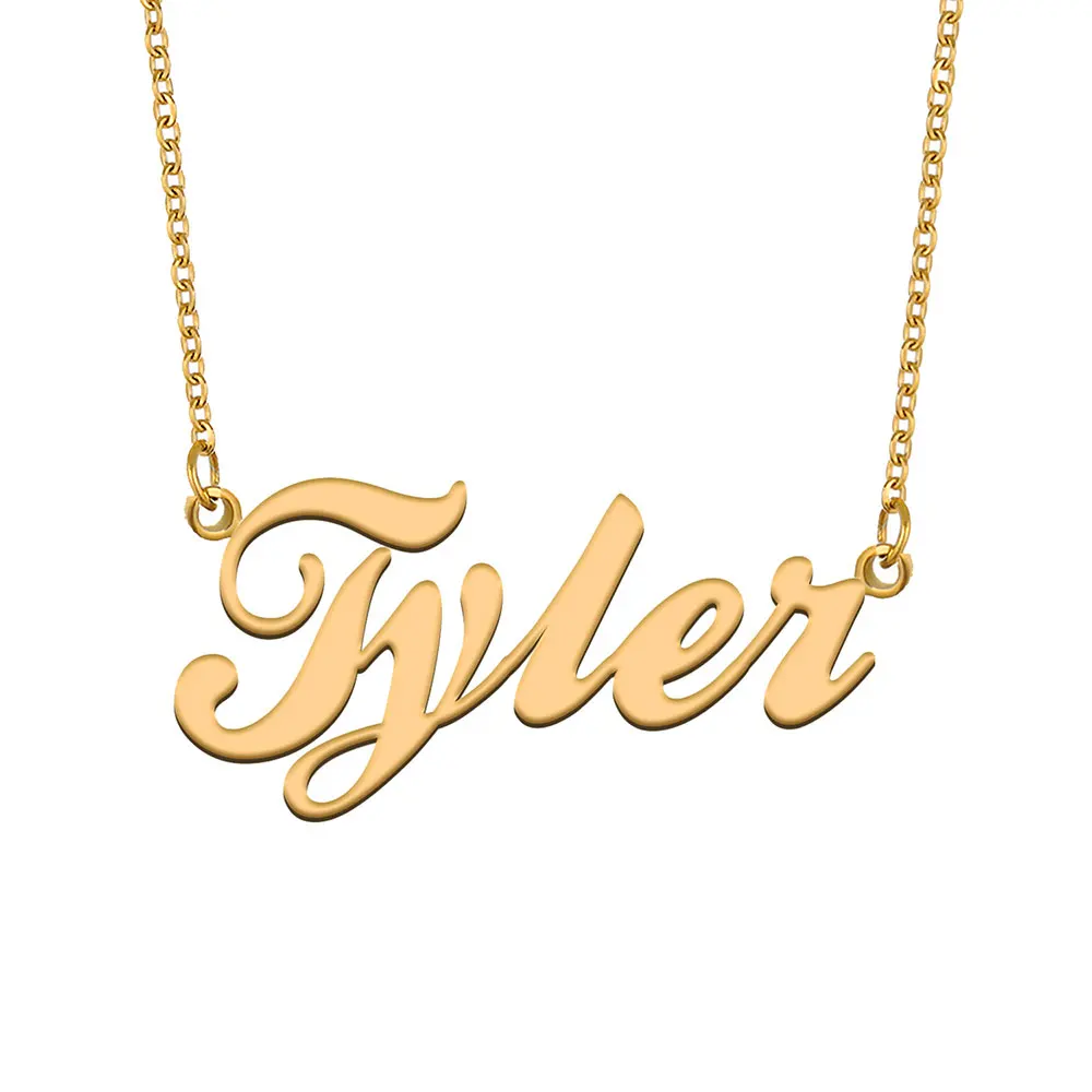

Tyler Name Necklace for Women Stainless Steel Jewelry Gold Plated Nameplate Chain Pendant Femme Mothers Girlfriend Gift