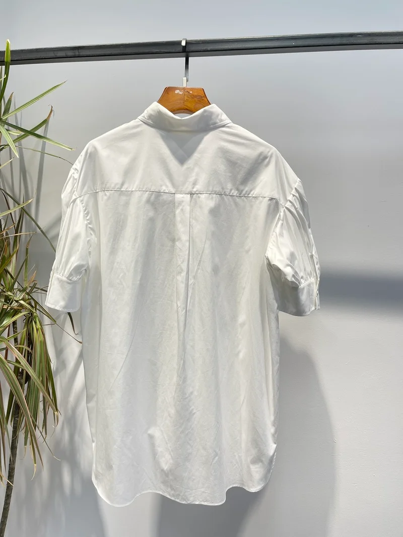 2022 Latest Summer Ladies Classic Style Folds Design Sleeves T-shirt Elegant Solid White Loose Top Quality Poplin Blouses
2022 Latest Summer Ladies Classic Style Folds Design Sleeves T-shirt Elegant Solid White Loose Top Quality Poplin Blouses