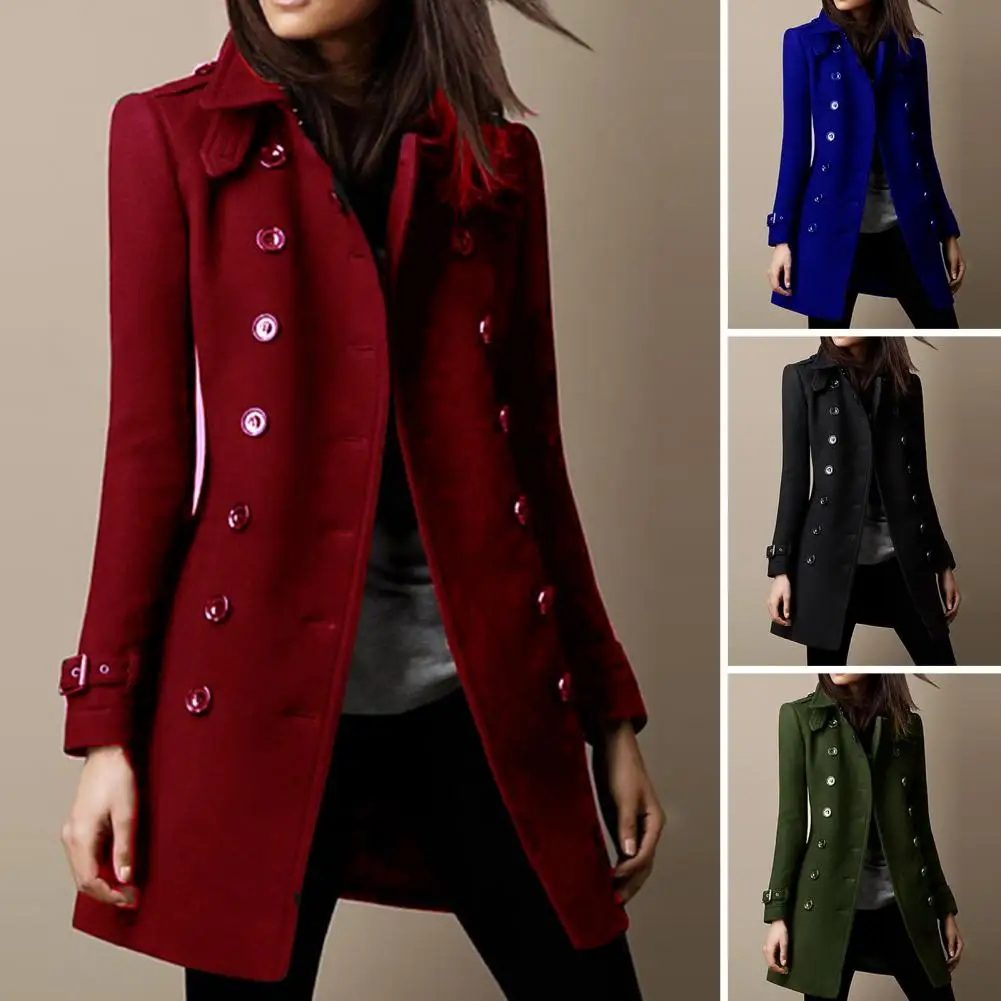 

Новое осенне-зимнее длинное шерстяное Женское пальто с несколькими пуговицами, шерстяная куртка