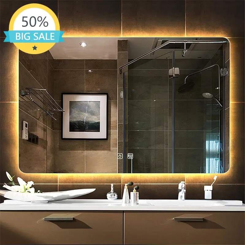 Rectangle Wall Mounted Bathroom Smart Mirror WIth LED Light Anti-fog Makeup Mirror Backlight Touch Switch Dimming Vanity Mirrors
Rectangle Wall Mounted Bathroom Smart Mirror WIth LED Light Anti-fog Makeup Mirror Backlight Touch Switch Dimming Vanity Mirrors