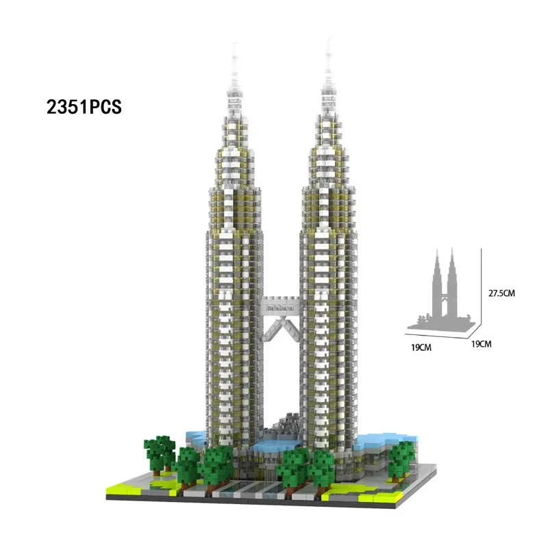 

Micro Block Malaysia Kuala Lumpur World Famous Modern Architecture Nanobrick Petronas Twin Towers Building Brick Toy For Gifts
