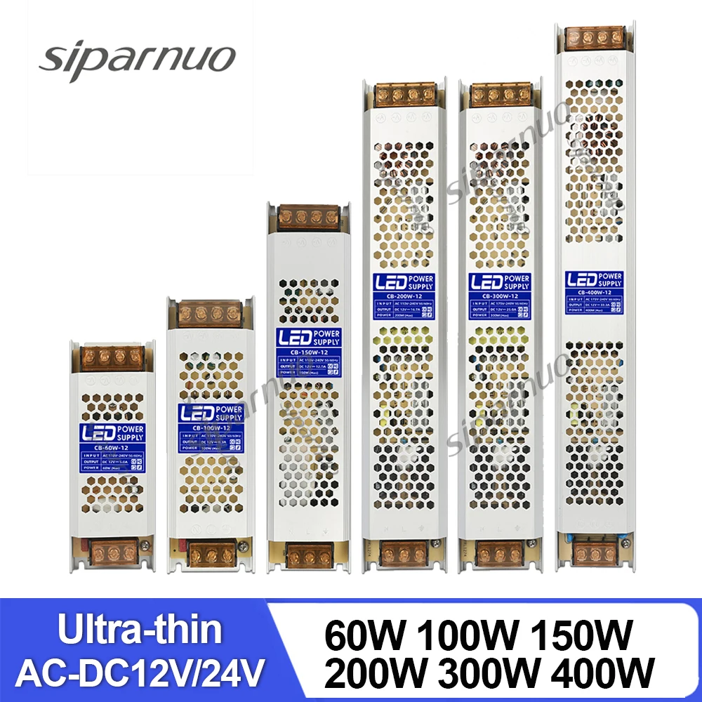 Ultra Thin LED Power Supply Constant Voltage Driver For LED Strips DC 12V 24V Lighting Transformers 60W 100W 150W 200W 300W 400W
Ultra Thin LED Power Supply Constant Voltage Driver For LED Strips DC 12V 24V Lighting Transformers 60W 100W 150W 200W 300W 400W