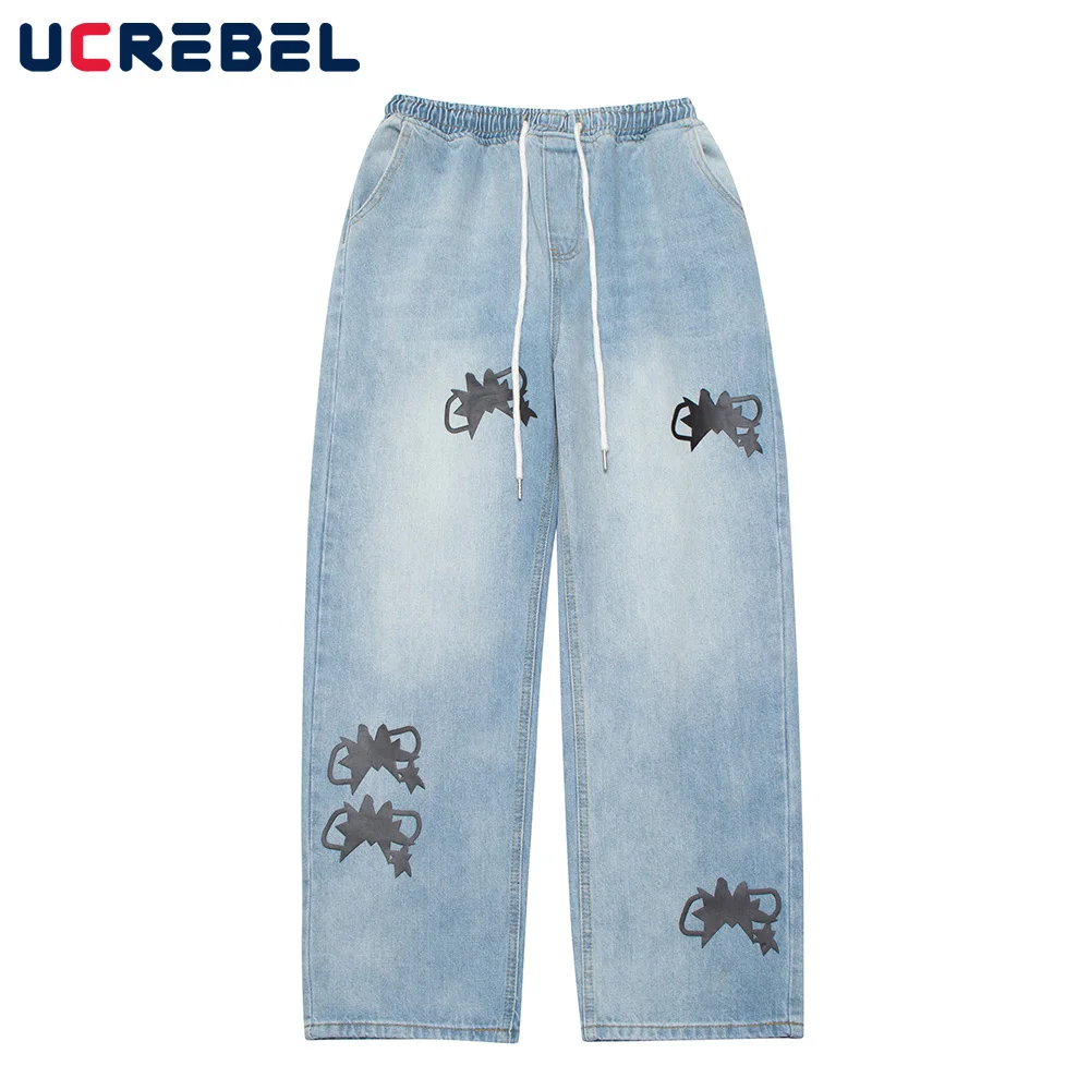 Creative Print Distressed Denim Pants Mens Streetwear Elastic Waist Casual Pants High Street Jeans Loose Straight-leg Pants Men
Creative Print Distressed Denim Pants Mens Streetwear Elastic Waist Casual Pants High Street Jeans Loose Straight-leg Pants Men