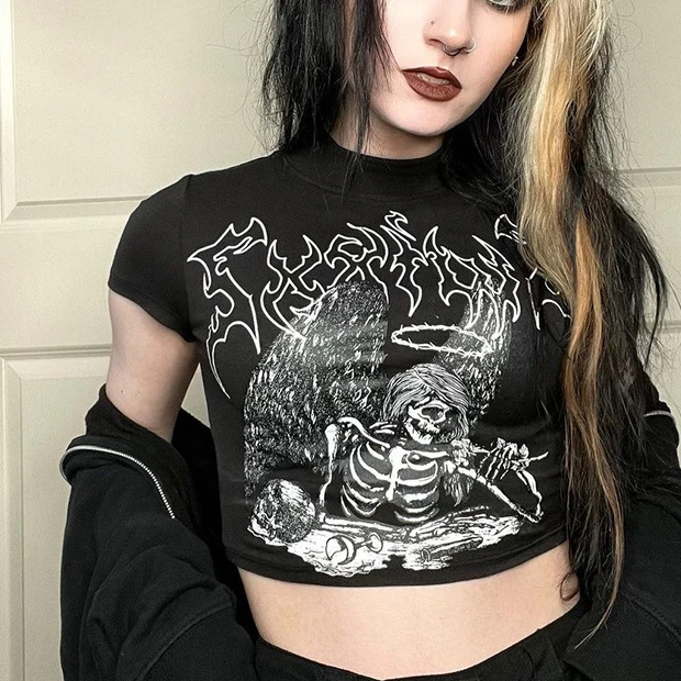 Женская футболка с коротким рукавом Goth, черная уличная Футболка с принтом Харадзюку, футболка с открытой спиной, Y2k, альтернативная футболка...
Женская футболка с коротким рукавом Goth, черная уличная Футболка с принтом Харадзюку, футболка с открытой спиной, Y2k, альтернативная футболка...