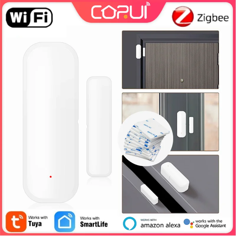 

CORUI Tuya WiFi ZigBee Smart Door/Window Sensor Open/Close Detector Foam Rubber Works With Alexa Google Home Smart Life APP