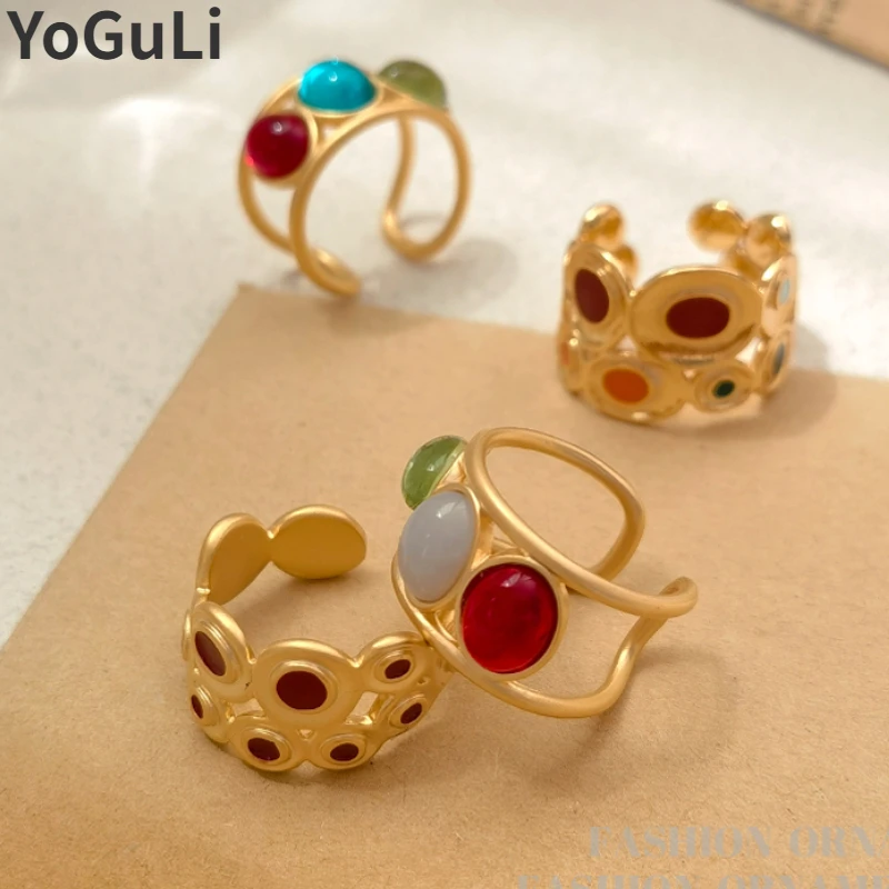 Fashion Jewelry For Women Colorful Rings Vintage Temperament Pretty Design Resin Metal Geometric Open Rings For Women Girl Gift
Fashion Jewelry For Women Colorful Rings Vintage Temperament Pretty Design Resin Metal Geometric Open Rings For Women Girl Gift