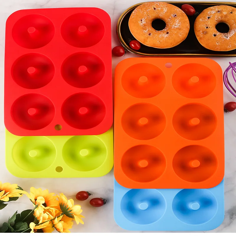 

6 Cavity Donut Creative Cake Silicone Mold Home Kitchen Baking tray Cake Silicone Molds Cooking Bakeware Bake Tools Moulds Brush