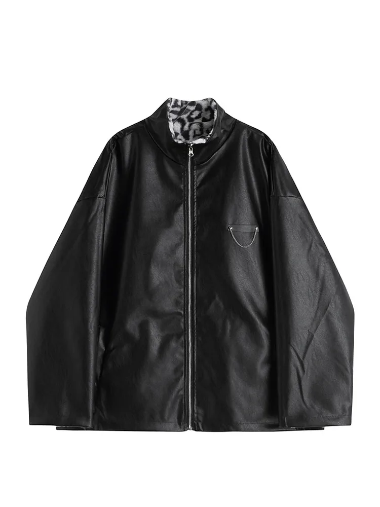 Women Oversize Vintage Gothic Leopard Cotton Jacket Leather Coat Warm Thick Turtleneck Unisex Hip Hop Fashion Female Fur Outwear
Women Oversize Vintage Gothic Leopard Cotton Jacket Leather Coat Warm Thick Turtleneck Unisex Hip Hop Fashion Female Fur Outwear