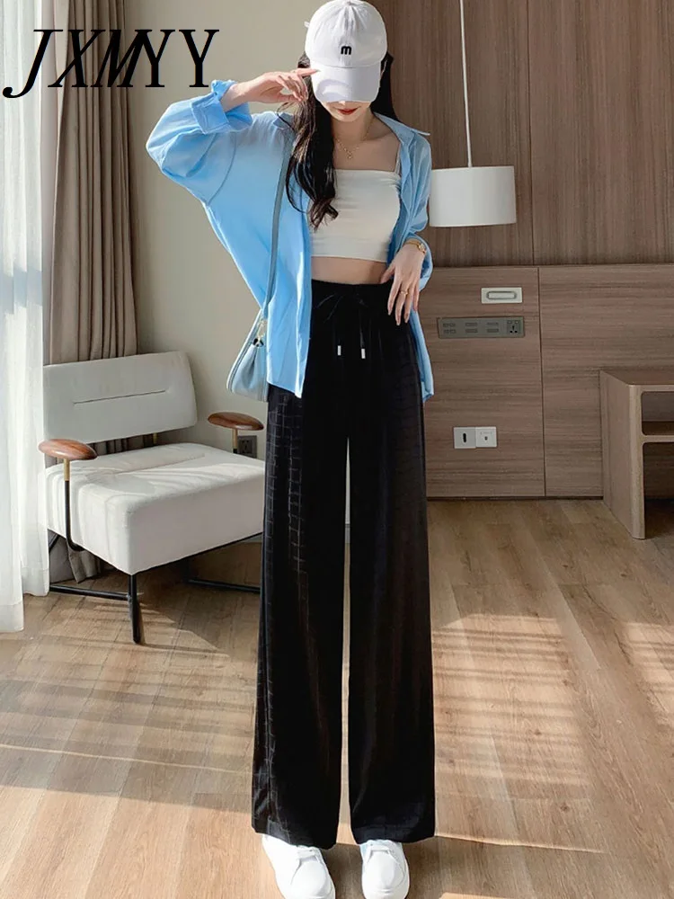 JXMYY Fashion All-Match Wide-Leg Pants Women's Summer Thin Section 2022 New High Waist Drape Satin Plaid White Pants
JXMYY Fashion All-Match Wide-Leg Pants Women's Summer Thin Section 2022 New High Waist Drape Satin Plaid White Pants