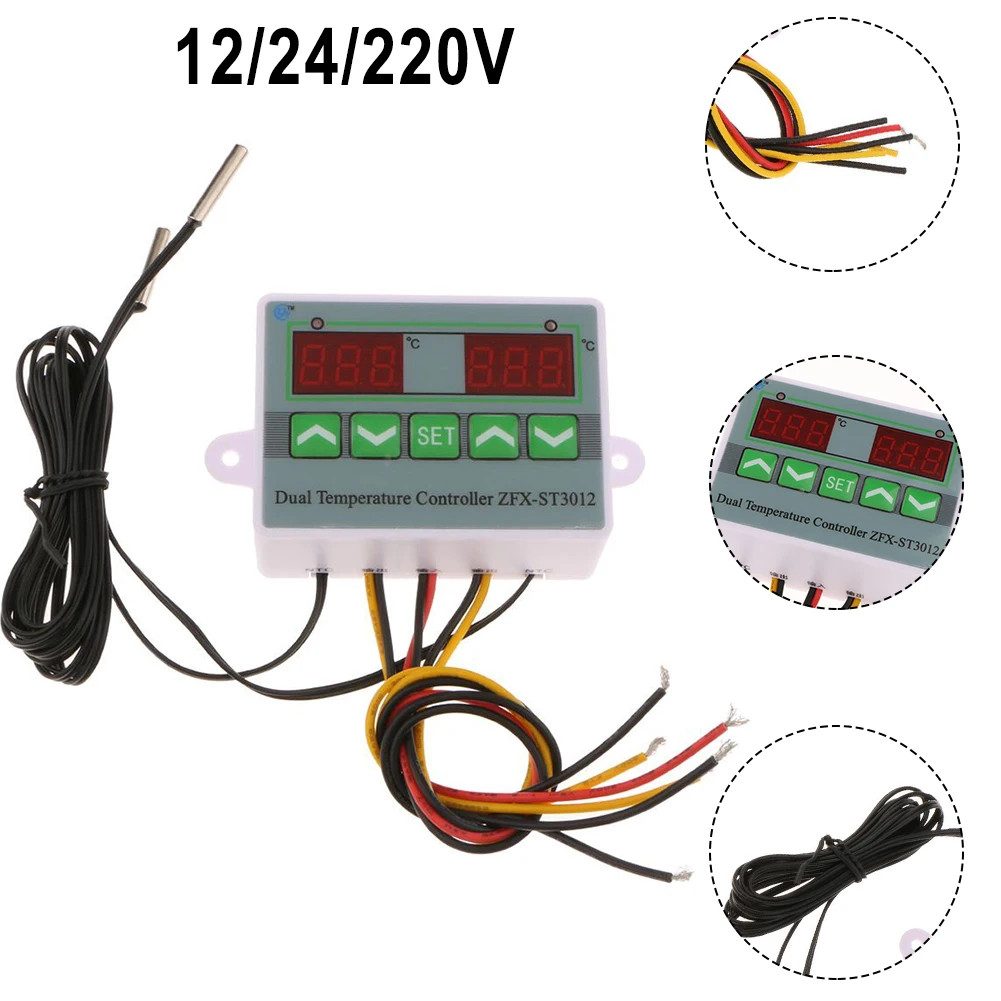 Digital Dual Temperature Controller Two Relay Outputs Thermostat 12V 24V DC 220V Intelligent Thermostat Controller Switch 10A
Digital Dual Temperature Controller Two Relay Outputs Thermostat 12V 24V DC 220V Intelligent Thermostat Controller Switch 10A