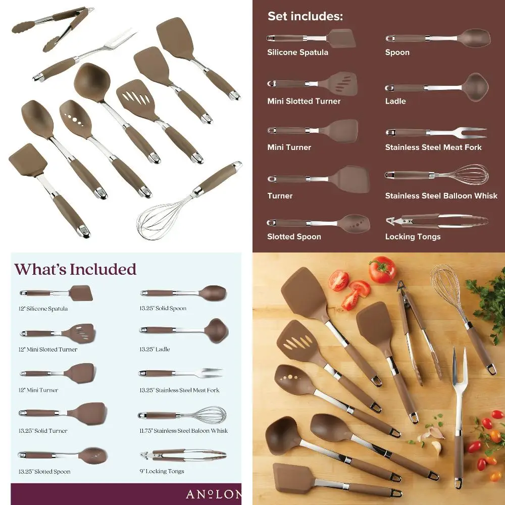SureGrip Nonstick Kitchen Utensil Set, 10 Piece Nylon Bronze, Essential Tools and Gadgets for Every Home Kitchen, 156 Characters
SureGrip Nonstick Kitchen Utensil Set, 10 Piece Nylon Bronze, Essential Tools and Gadgets for Every Home Kitchen, 156 Characters
