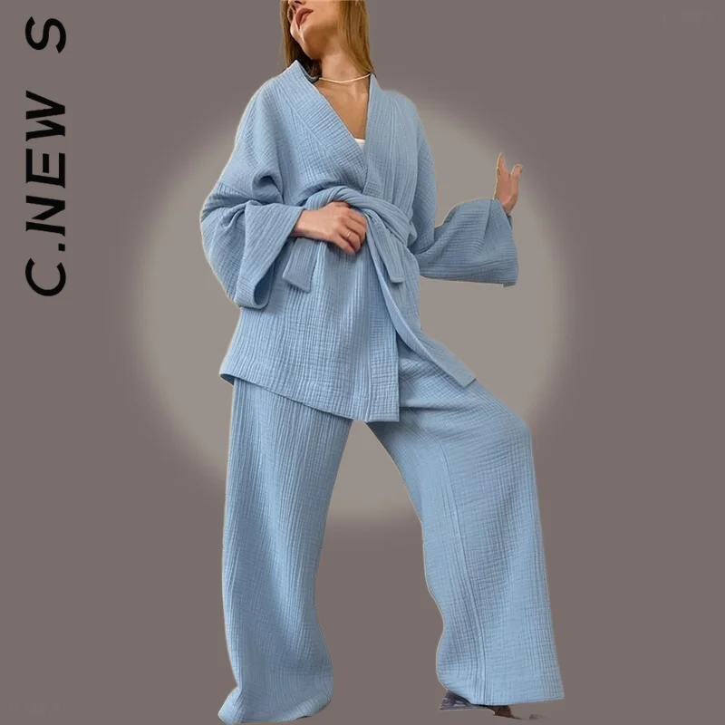 Пижамный комплект C.New S Robe, Хлопковая женская ночная рубашка, расклешенная ночная рубашка, брюки, комплект с вырезом на рукавах, женский хала...
Пижамный комплект C.New S Robe, Хлопковая женская ночная рубашка, расклешенная ночная рубашка, брюки, комплект с вырезом на рукавах, женский хала...
