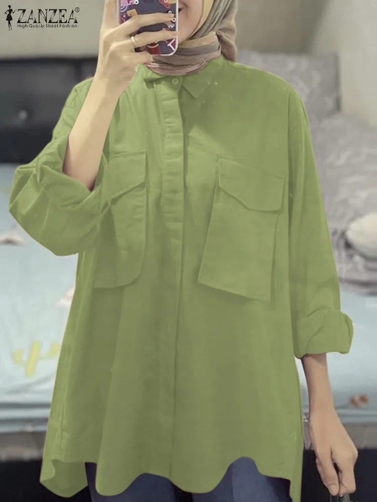 ZANZEA Solid Color Muslim Blouse Elegant Casual Chemise Vintage Loose Tops Fashion Long Sleeve Lapel Shirt Dubai Turkey Blusas
ZANZEA Solid Color Muslim Blouse Elegant Casual Chemise Vintage Loose Tops Fashion Long Sleeve Lapel Shirt Dubai Turkey Blusas