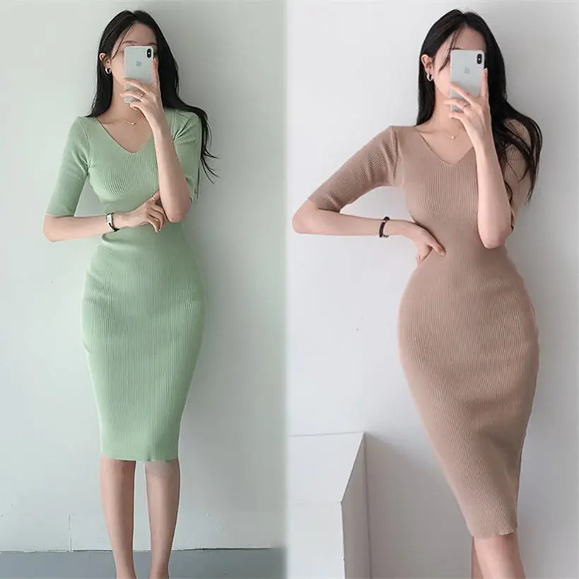 2022 Korean Fashion Woman Vintage Clothes Spring Casual Women Dresses Knitted Short Sleeve Vestidos Elegantes Para Mujer Midi
2022 Korean Fashion Woman Vintage Clothes Spring Casual Women Dresses Knitted Short Sleeve Vestidos Elegantes Para Mujer Midi