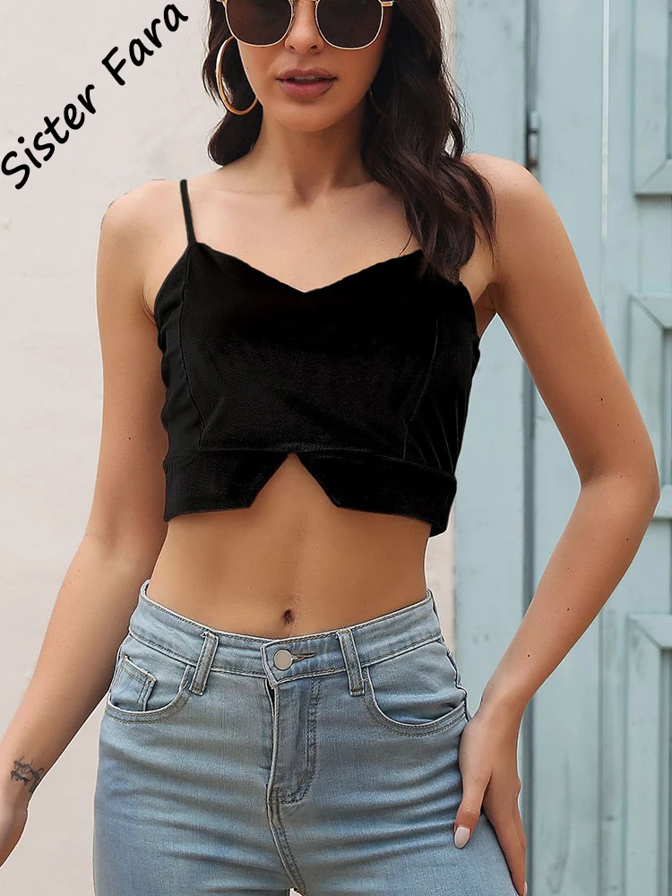 Sister Fara V-Neck Camisole Vest Women Summer Gold Velvet Backless Split Sleeveless Vest Female Fashion Solid Short Tank Tops
Sister Fara V-Neck Camisole Vest Women Summer Gold Velvet Backless Split Sleeveless Vest Female Fashion Solid Short Tank Tops