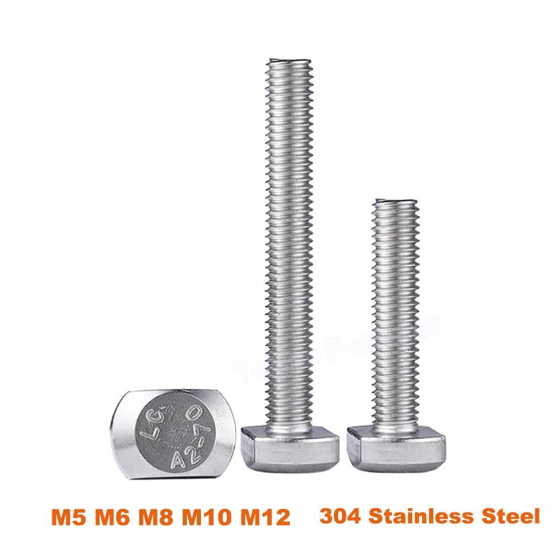 

1-5pcs T Bolt M5 M6 M8 M10 M12 304 A2 Stainless Steel T Hammer Square Head T-Slot T Shape Type Pressure Plate Screw Bolt GB37