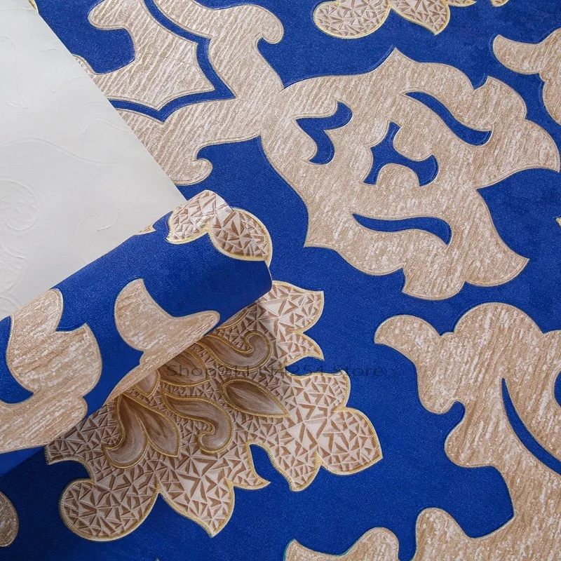 Royal Blue 3D French Palace Flower Wallpaper Living Room Theme Restaurant Hotel European Luxury Embossed Wallpaper
Royal Blue 3D French Palace Flower Wallpaper Living Room Theme Restaurant Hotel European Luxury Embossed Wallpaper