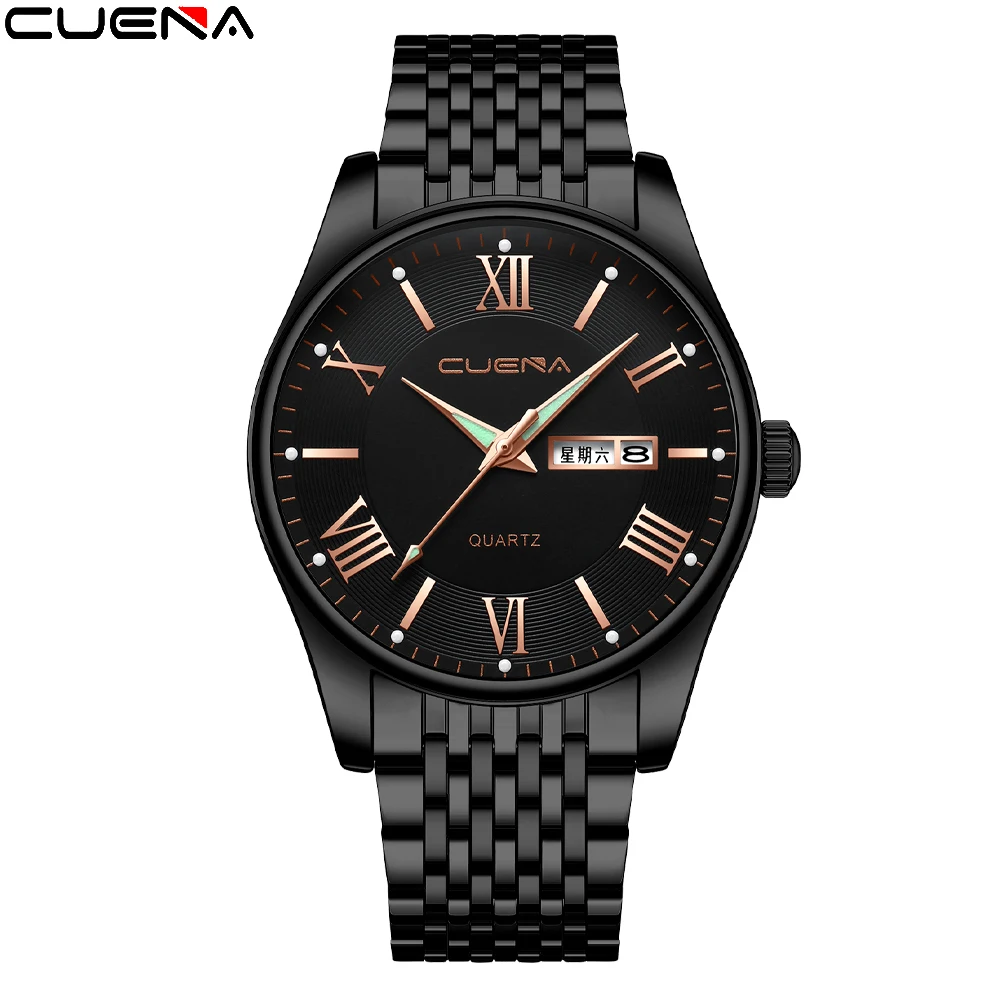 

CUENA Top Luxury Brand Simple And Versatile Men's Stainless Steel Watch Luminous Sports Waterproof Date Clock Relogio Masculino