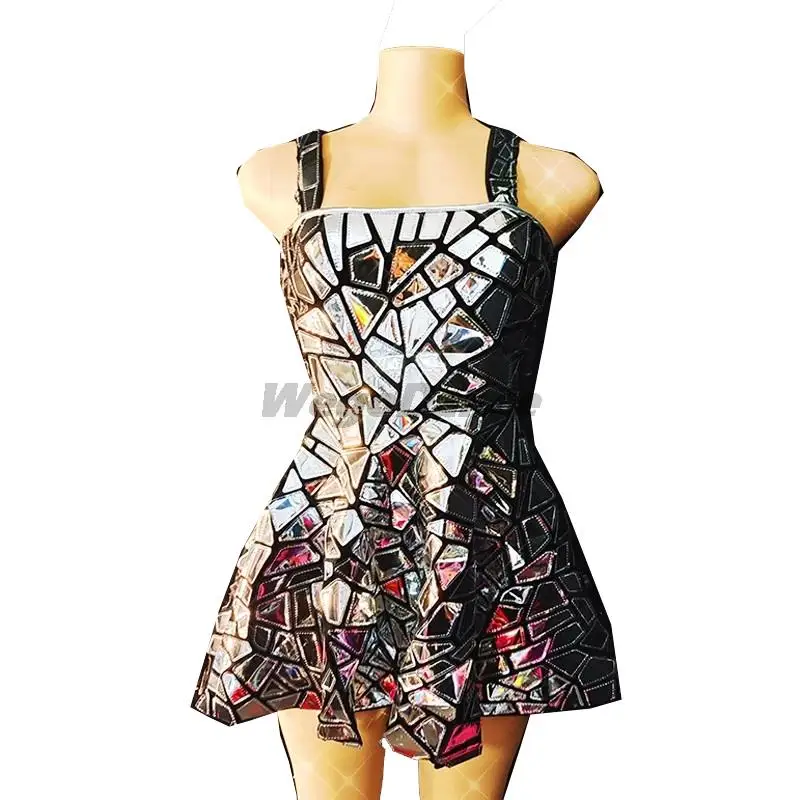 Silver Laser Mirrors Sling Mini Dress Sexy Sequins Dance Costume Women Stage Wear
Silver Laser Mirrors Sling Mini Dress Sexy Sequins Dance Costume Women Stage Wear