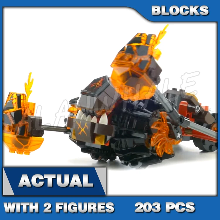 

203 шт., набор строительных блоков Nexoes Knight Moltor Lava Smasher, гигантские скальные кубики, книга Хаоса 10481, совместимый с моделью