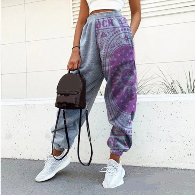 Gray Purple Print Loose Sweatpants Women Pants Plus Size Casual Pencil Pants Streetwear Chic Trousers Women New Spring Fashion
Gray Purple Print Loose Sweatpants Women Pants Plus Size Casual Pencil Pants Streetwear Chic Trousers Women New Spring Fashion
