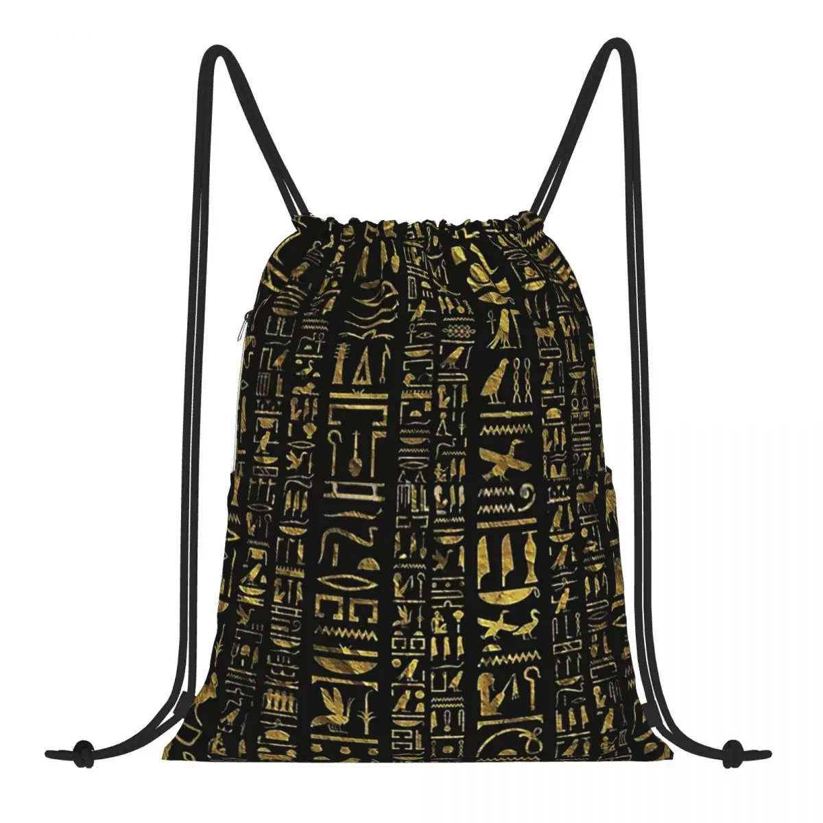 

Hieroglyphs Vintage Gold On Black Ancient Egypt Egyptian Africa Students Casual Foldable Backpack Women Gym Beach Swimming Bags