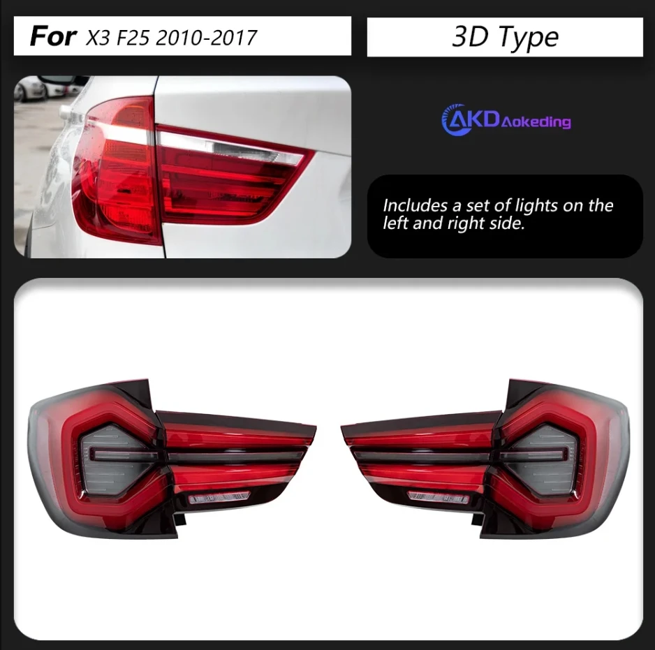 Задний фонарь автозапчастей для BMW X3 F25 2010-2017 G08, последний Стайлинг, сигнал рулевого управления, стоп-сигнал заднего хода, автомобильные аксессуары, модифицированные
Задний фонарь автозапчастей для BMW X3 F25 2010-2017 G08, последний Стайлинг, сигнал рулевого управления, стоп-сигнал заднего хода, автомобильные аксессуары, модифицированные