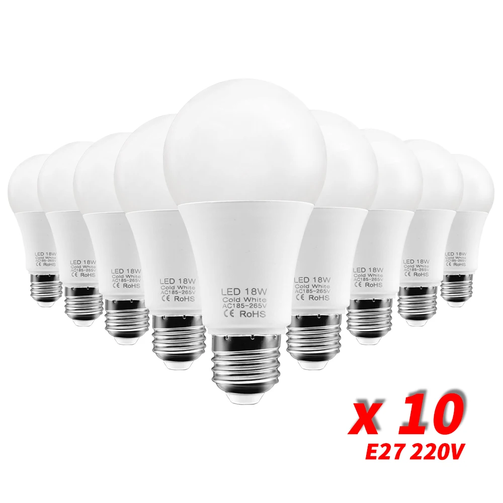 Светодиодные лампы E27, набор из 10 шт., разные мощности, 220-240В
Светодиодные лампы E27, набор из 10 шт., разные мощности, 220-240В