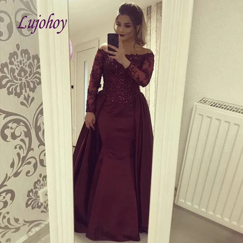 Burgundy Long Sleeve Lace Evening Dresses Party Plus Size Women Girl Beaded Detachable Skirt Dinner Celebrity Prom Formal Gown
Burgundy Long Sleeve Lace Evening Dresses Party Plus Size Women Girl Beaded Detachable Skirt Dinner Celebrity Prom Formal Gown