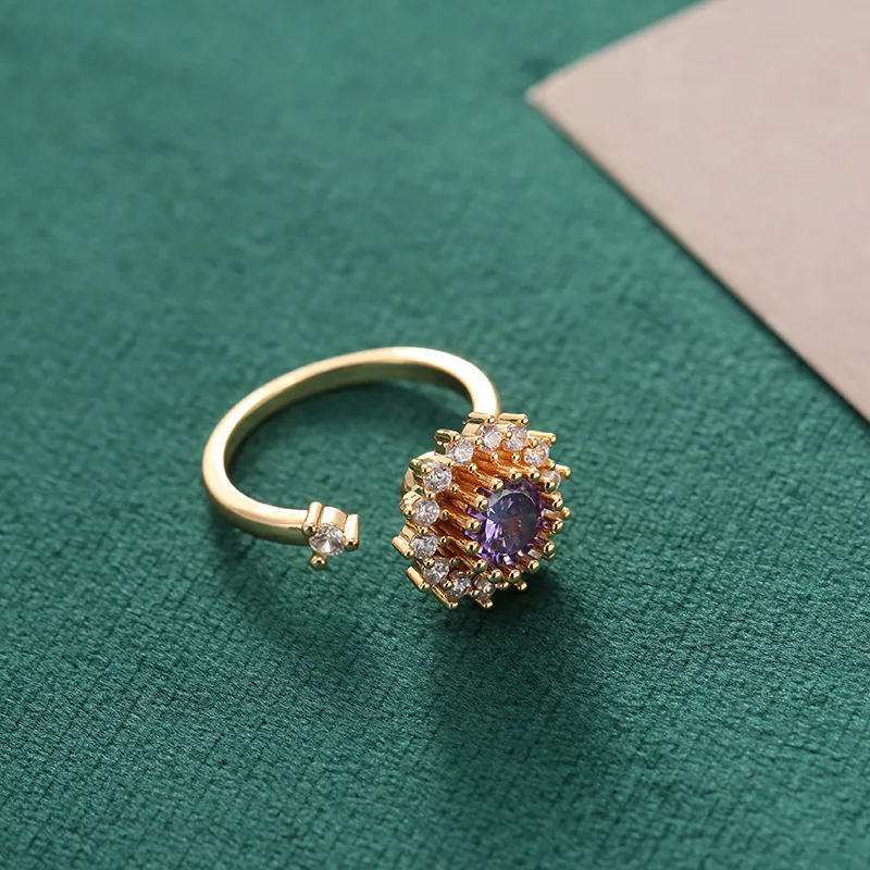 Delicate Purple Zircon Sun Flower Fidget Spinner Rings for Women Girls Anti Stress Anxiety Wedding Engagement Jewelry Gifts
Delicate Purple Zircon Sun Flower Fidget Spinner Rings for Women Girls Anti Stress Anxiety Wedding Engagement Jewelry Gifts