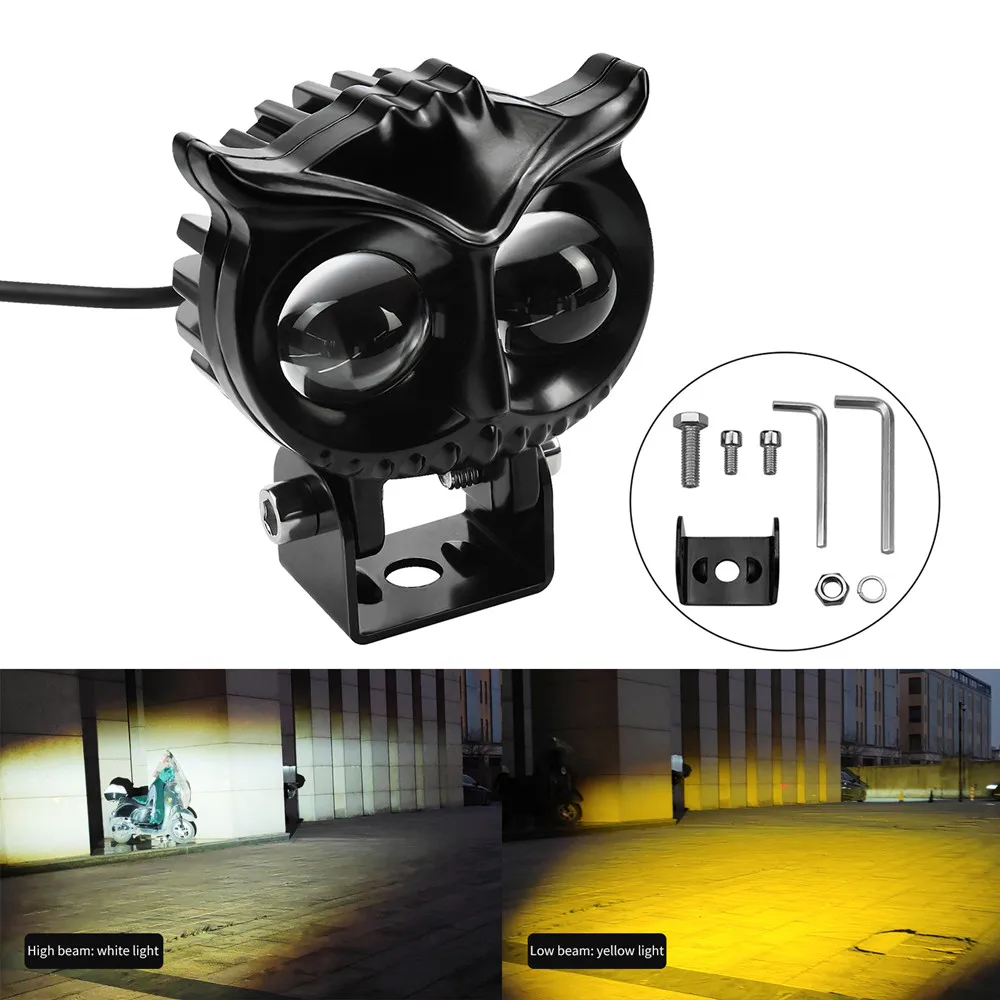 Motorcycle Headlight LED Spot Light White Yellow Driving Lamp Dual Color Owl Headlights 12V-85V For Street Bike Car ATV
Motorcycle Headlight LED Spot Light White Yellow Driving Lamp Dual Color Owl Headlights 12V-85V For Street Bike Car ATV