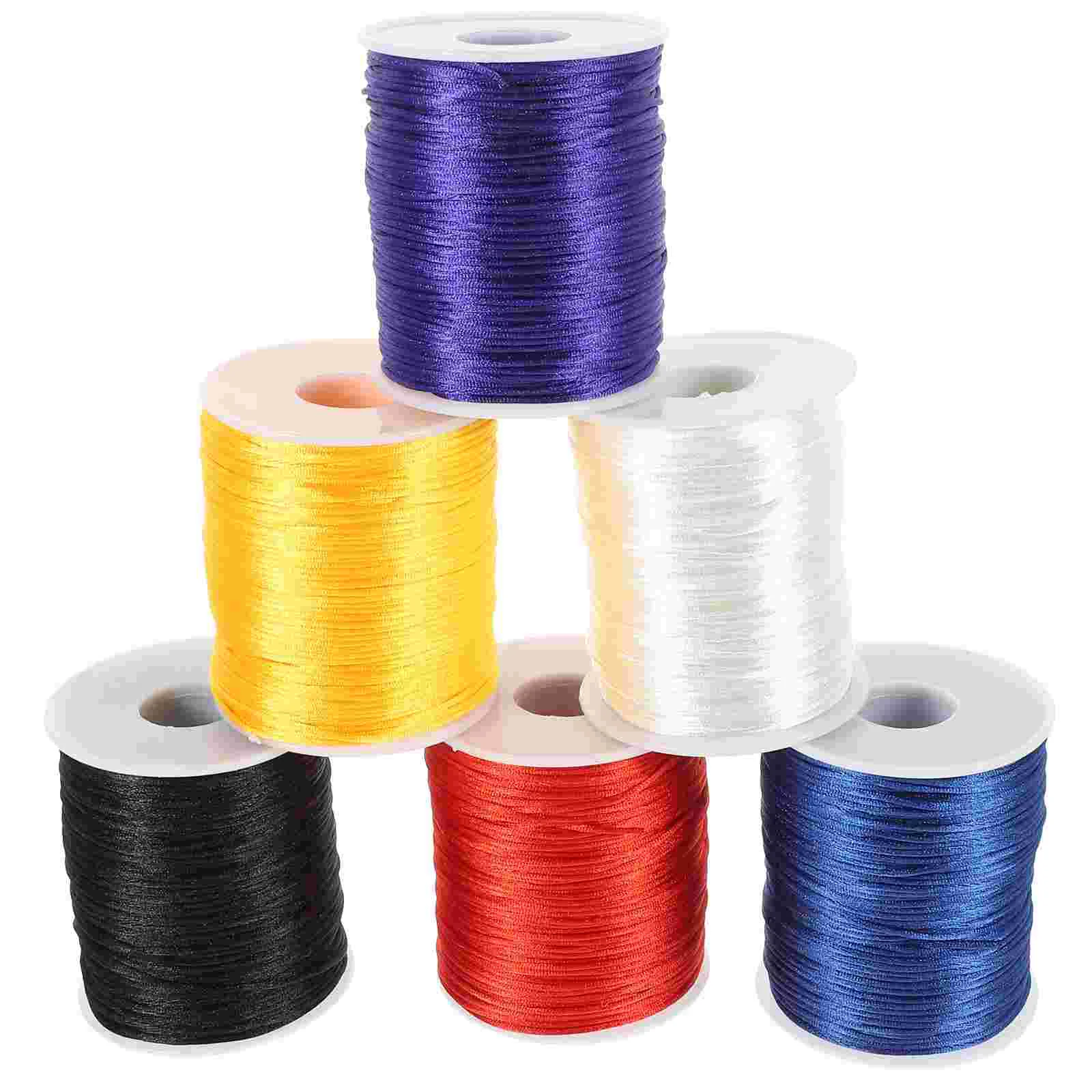 

6 Rolls Thread Knitting Crochet Crocheting Polyester DIY Crafts Rope Macrame Cord Colored Yarn