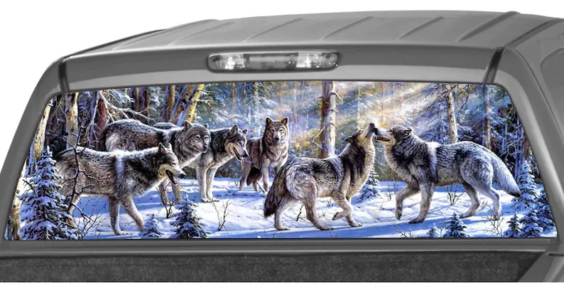 Wolf Pack in The Snow Forest Rear Window Graphic Decal Tint Perf Sticker for Truck perforated vinyl
Wolf Pack in The Snow Forest Rear Window Graphic Decal Tint Perf Sticker for Truck perforated vinyl