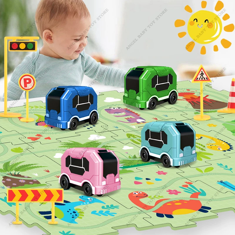 

Logic Board Game Jigsaw Puzzles Race Car Track DIY Automatic Track Electric Puzzle Rail Car Montessori Educational Toys for Kids