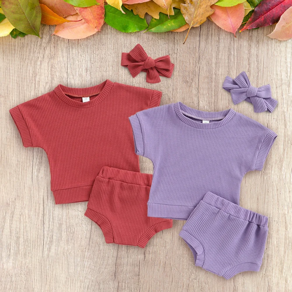 Baywell Fashion Newborn Baby Girls Clothes Sets Summer Solid Short Sleeve Tops Shorts Headband 3Pcs Newborn Outfit Set
Baywell Fashion Newborn Baby Girls Clothes Sets Summer Solid Short Sleeve Tops Shorts Headband 3Pcs Newborn Outfit Set