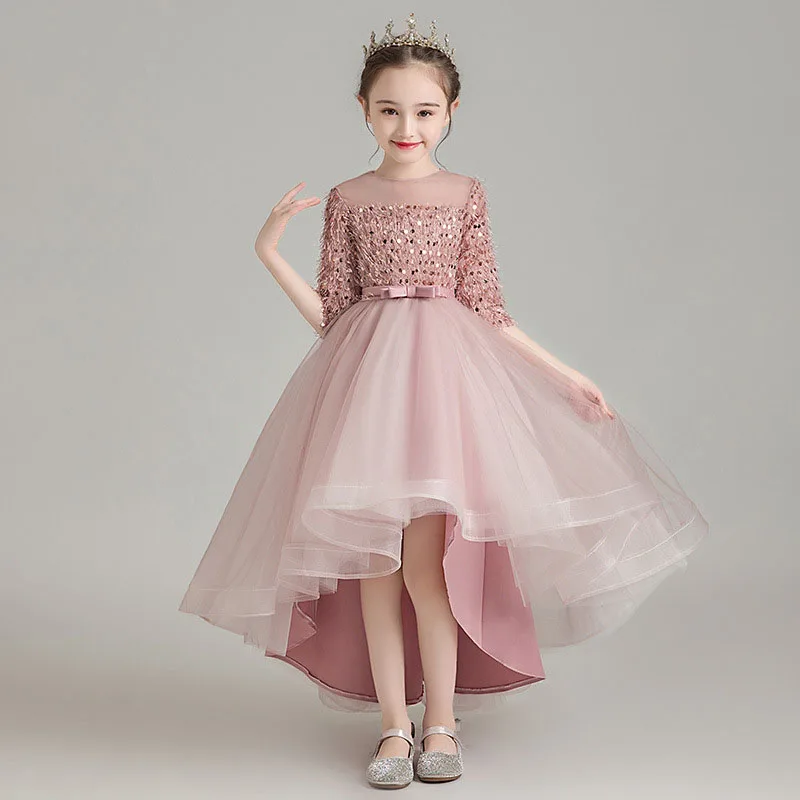 

Girl princess skirt little girl fashionable high-end pompous gauze children's birthday evening dress piano host performance dres