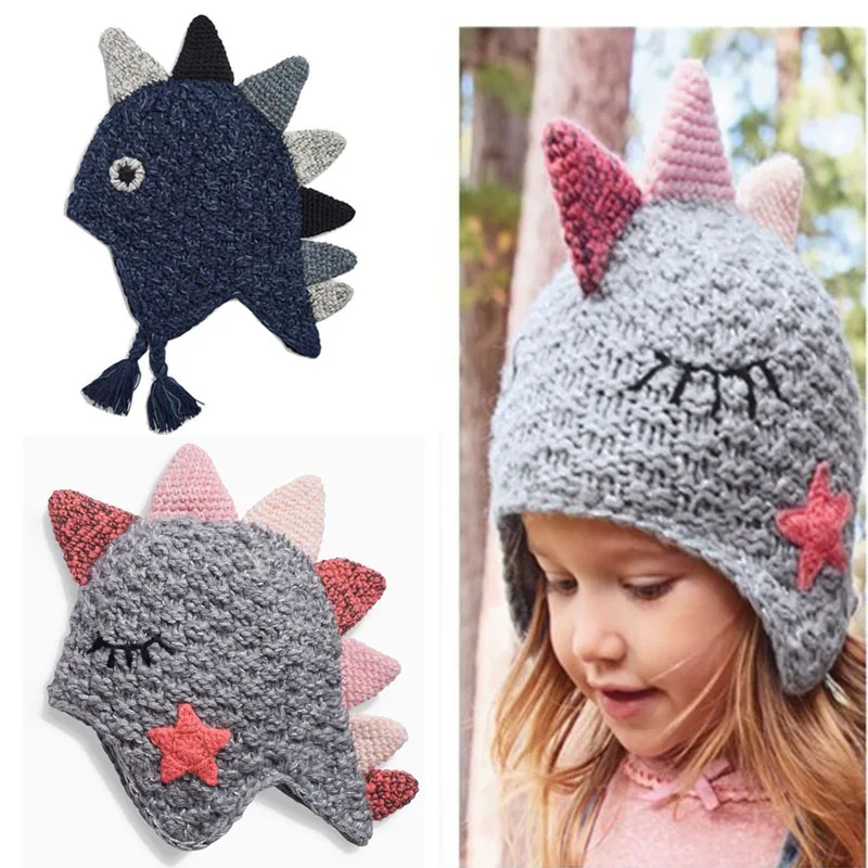

Knitted Cotton Hat for Newborn Baby Hat Dinosaur Boy Cap Toddler Girl Animal Style Warm Photography Bonnet Touca Chapeau Enfants