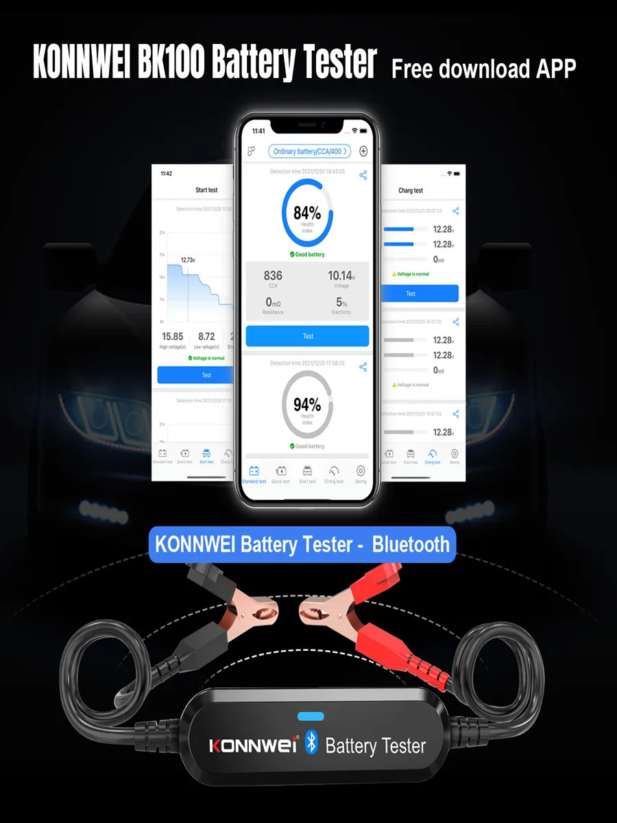 KONNWEI BK100 Bluetooth 5.0 Car Motorcycle Battery Tester 6V 12V Battery Analyzer 100 To 2000 CCA Charging Cranking Test Tools
KONNWEI BK100 Bluetooth 5.0 Car Motorcycle Battery Tester 6V 12V Battery Analyzer 100 To 2000 CCA Charging Cranking Test Tools