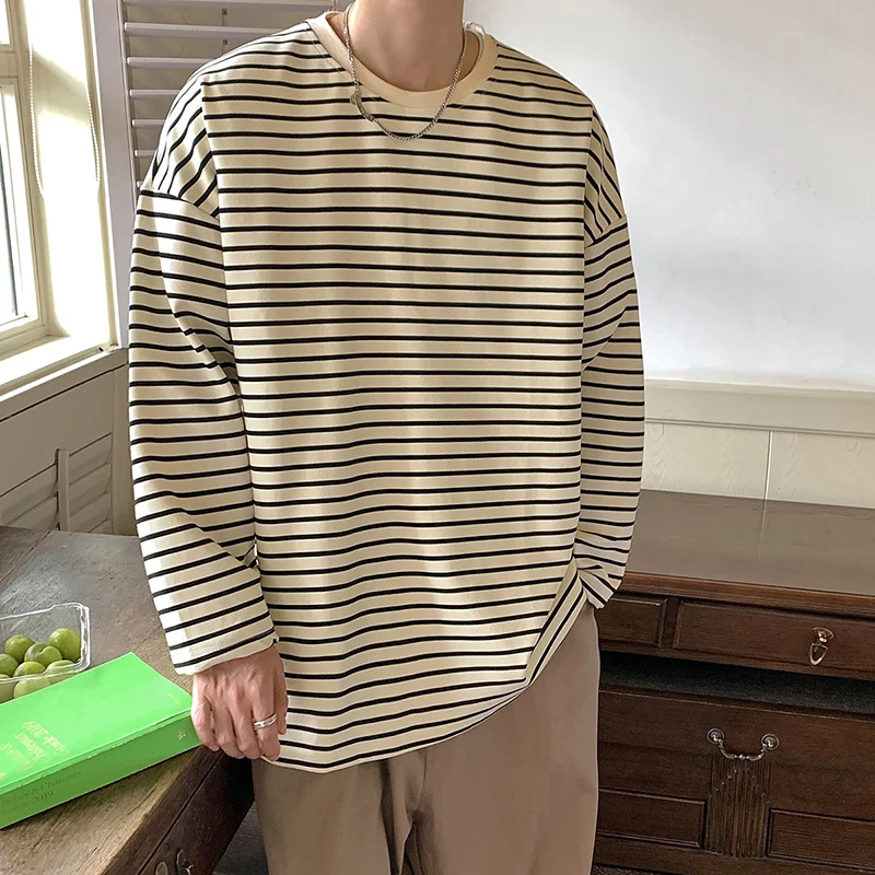 YASUGUOJI New Spring Oversize Long Sleeve T-Shirt Mens Korean Fashion Contrast Striped Crewneck Top Loose Casual Sweatshirt Men
YASUGUOJI New Spring Oversize Long Sleeve T-Shirt Mens Korean Fashion Contrast Striped Crewneck Top Loose Casual Sweatshirt Men